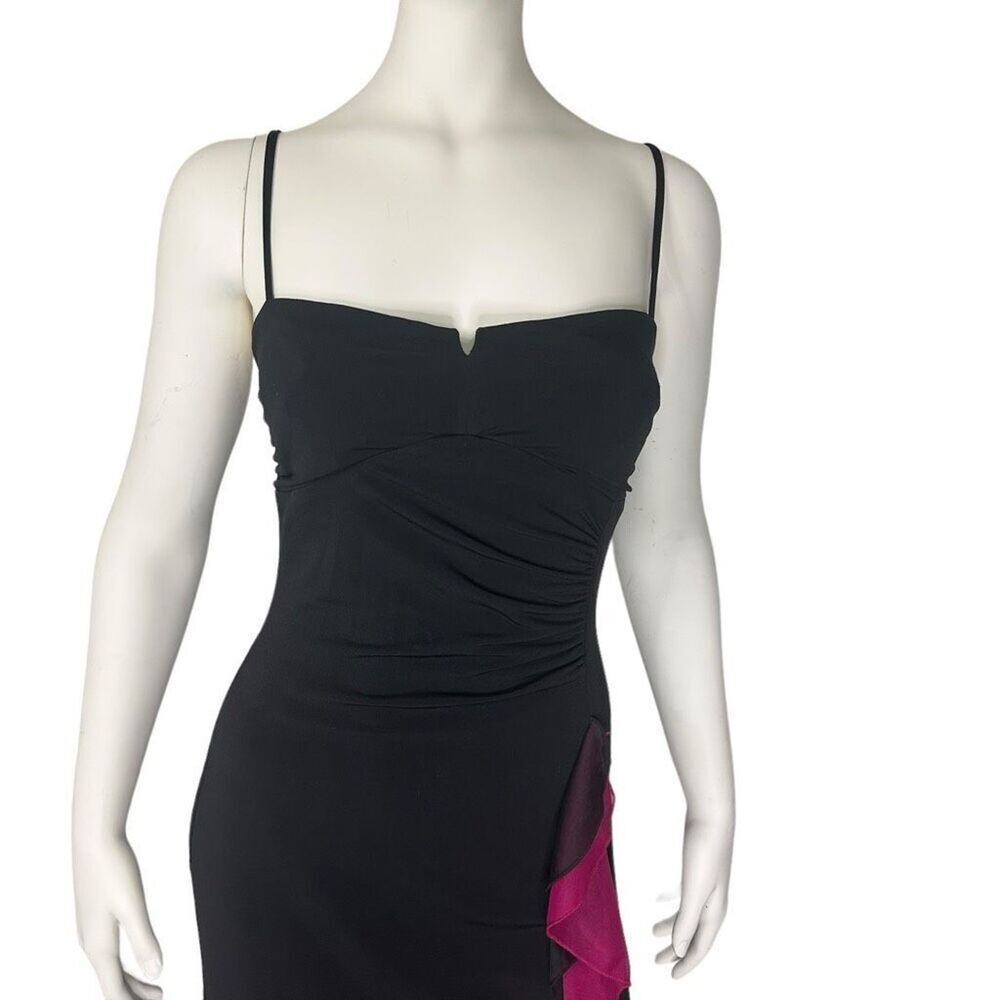 Vintage Y2K Ruby Rox Whimsigoth Asymmetrical Ruffle Dress Black Pink L - Picture 14 of 14